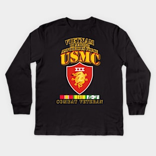 III MAF - Combat Vet  w 1 row VN SVC Ribbons Kids Long Sleeve T-Shirt